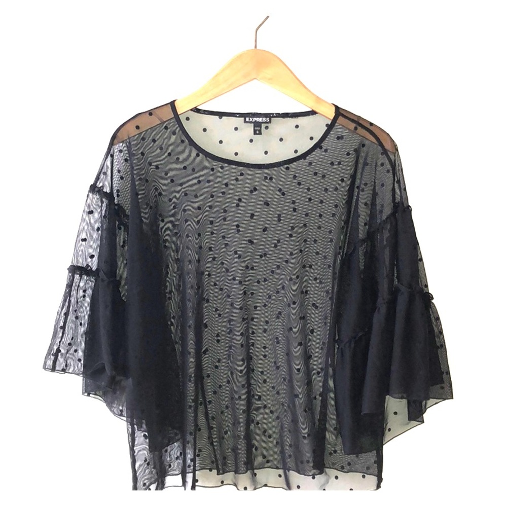 Swiss dot chiffon blouse size M